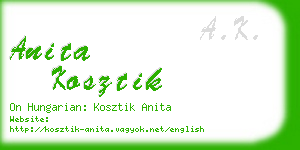 anita kosztik business card